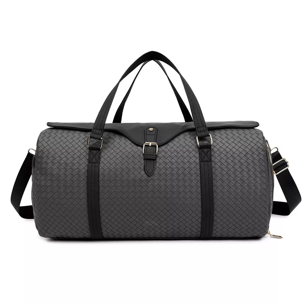 Woven Faux Leather 20 Inch Weekender Carry-On Duffel Bag
