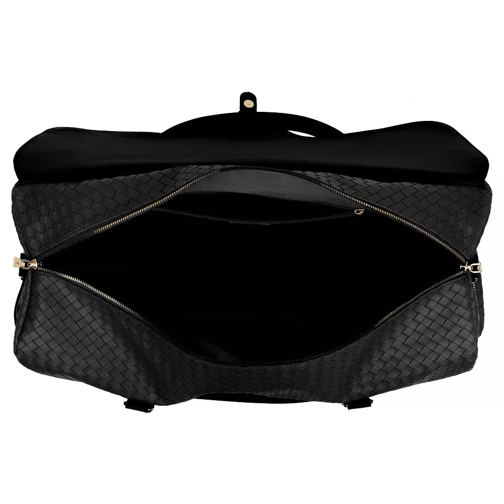 Woven Faux Leather 20 Inch Weekender Carry-On Duffel Bag
